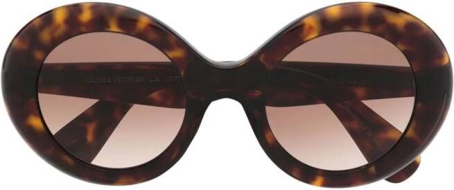 Oliver Peoples Dejeanne zonnebril met rond montuur Bruin