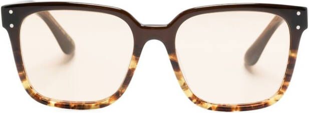Oliver Peoples Parcell bril met vierkant montuur Bruin