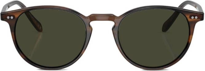 Oliver Peoples Riley zonnebril met rond montuur Bruin
