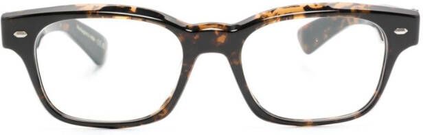 Oliver Peoples Bril met rechthoekig montuur Bruin
