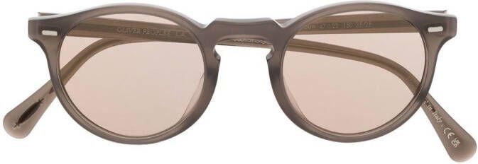 Oliver Peoples Zonnebril met rond montuur Bruin