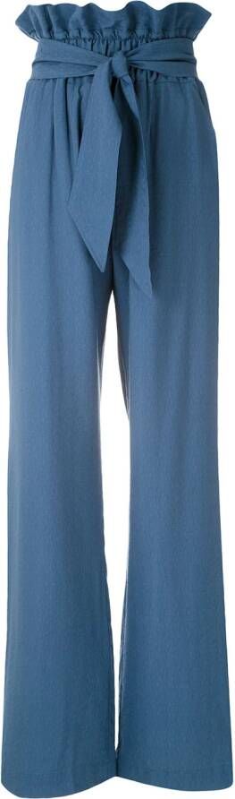 Olympiah Broek met paperbag taille Blauw