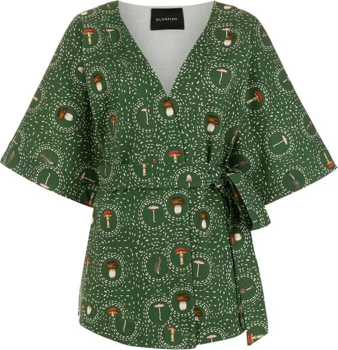 Olympiah Wikkeltop met print Groen