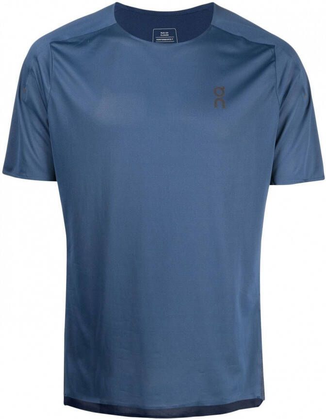 On Running T-shirt met geborduurd logo Blauw