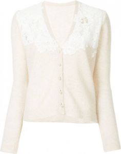 Onefifteen floral lace patch V-neck cardigan Bruin