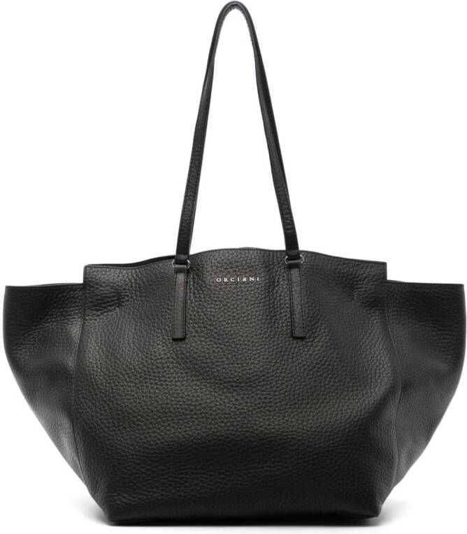Orciani Shopper met logoprint Zwart