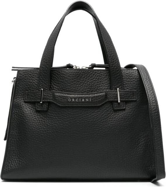 Orciani Shopper met logoprint Zwart