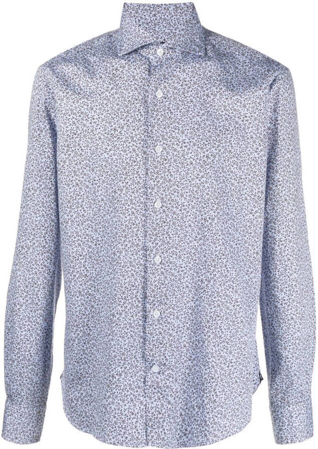 Orian Overhemd met bloemenprint Blauw
