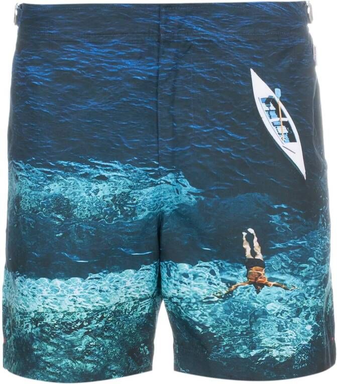 Orlebar Brown Bulldog zwembroek met print Blauw