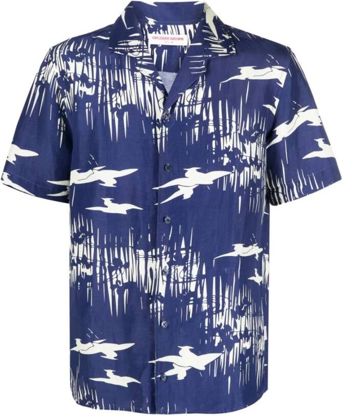 Orlebar Brown Hibbert overhemd met print Blauw