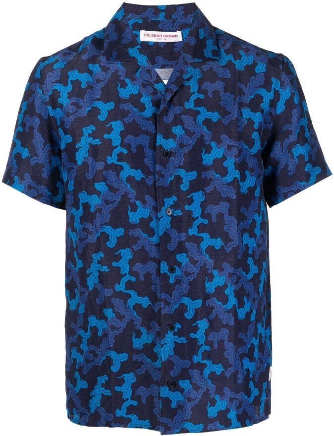 Orlebar Brown Linnen overhemd Blauw