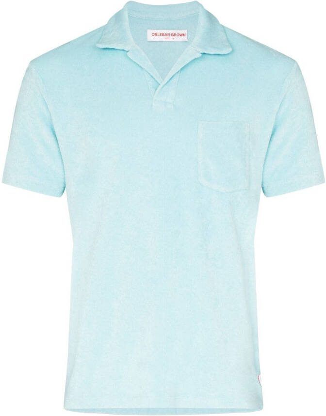 Orlebar Brown Poloshirt met fleece textuur Blauw