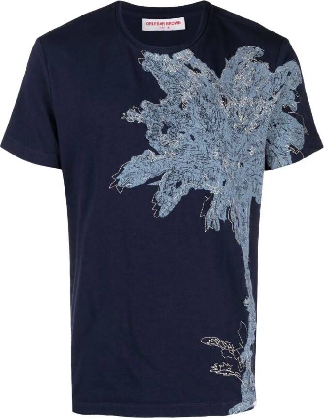 Orlebar Brown T-shirt met palmboomprint Blauw