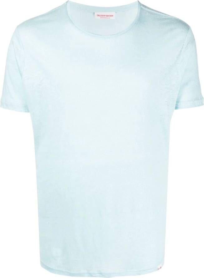 Orlebar Brown Linnen T-shirt met ronde hals Blauw