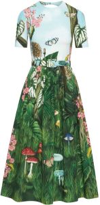 Oscar de la Renta Midi-jurk met ceintuur Groen