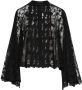 Oscar de la Renta Blouse met bloemenkant Zwart - Thumbnail 1