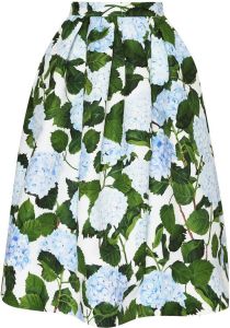 Oscar de la Renta floral-print belted midi skirt Wit