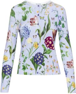 Oscar de la Renta floral-print buttoned cardigan Blauw