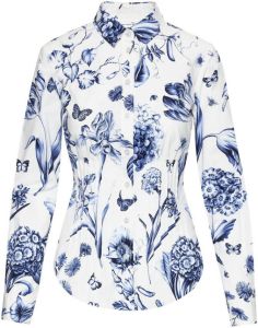 Oscar de la Renta floral-print long-sleeved shirt Wit