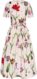 Oscar de la Renta Midi-jurk met bloemenprint Roze