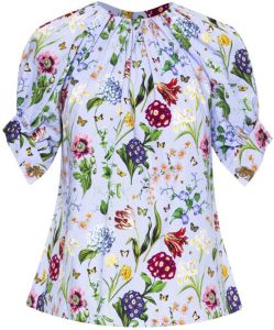 Oscar de la Renta floral-print short-sleeved blouse Blauw