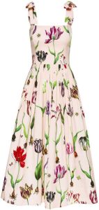 Oscar de la Renta floral-print stretch-cotton sundress Beige