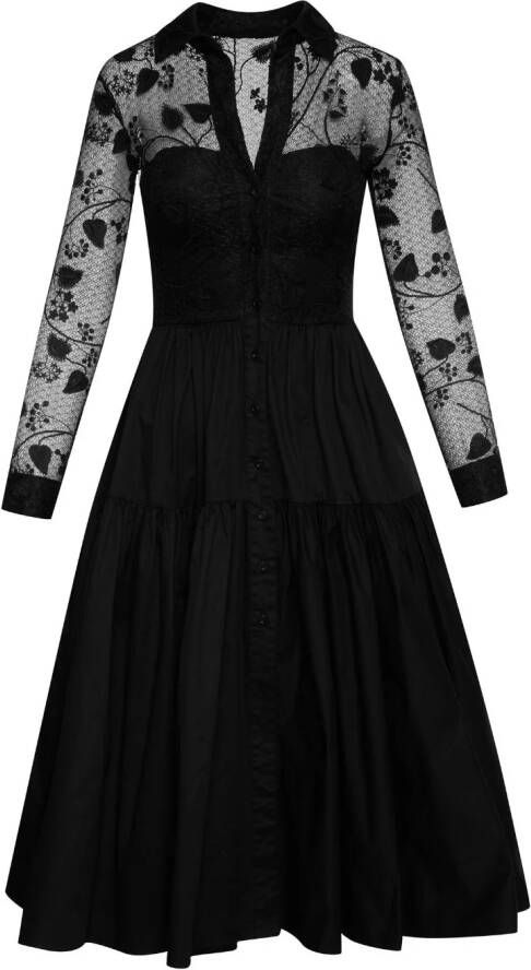 Oscar de la Renta Kanten midi-jurk Zwart