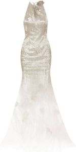 Oscar de la Renta Maxi-jurk met applicatie Zilver