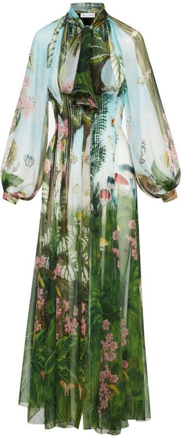 Oscar de la Renta Maxi-jurk met bloemenprint Groen