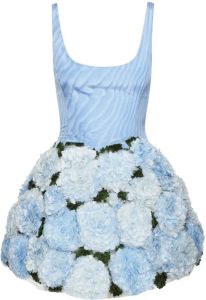 Oscar de la Renta Midi-jurk met bloemenpatch Blauw