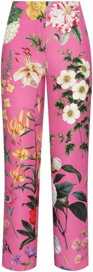 Oscar de la Renta Pantalon met bloemenprint Roze