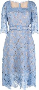 Oscar de la Renta Midi-jurk met vierkante hals Blauw