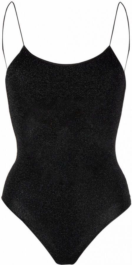 Oséree Lurex badpak met open rug Zwart