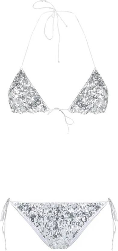 Oséree sequin-embellished triangle bikini set Zilver