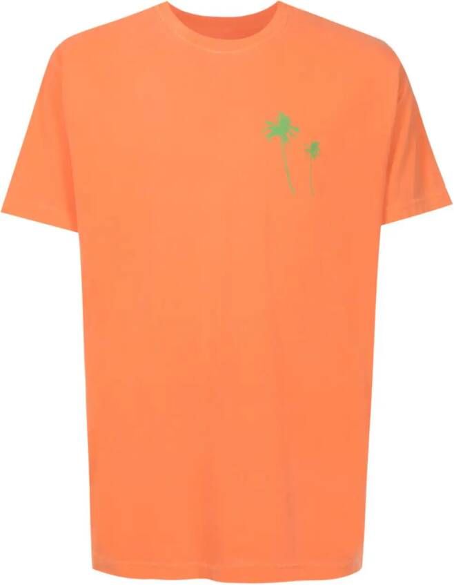 Osklen Coqueiros palm-tree print cotton T-shirt Oranje