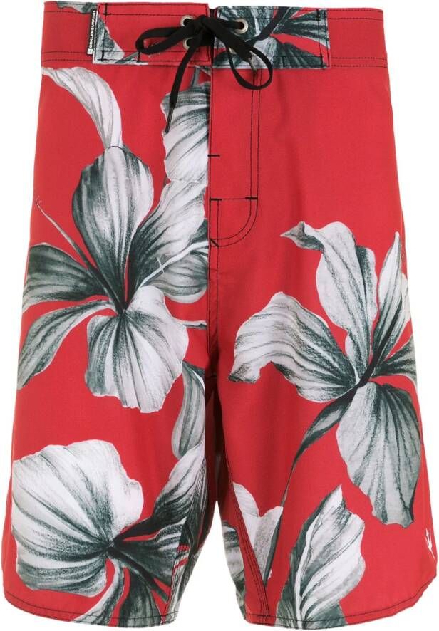Osklen Zwembroek met bloemenprint Rood
