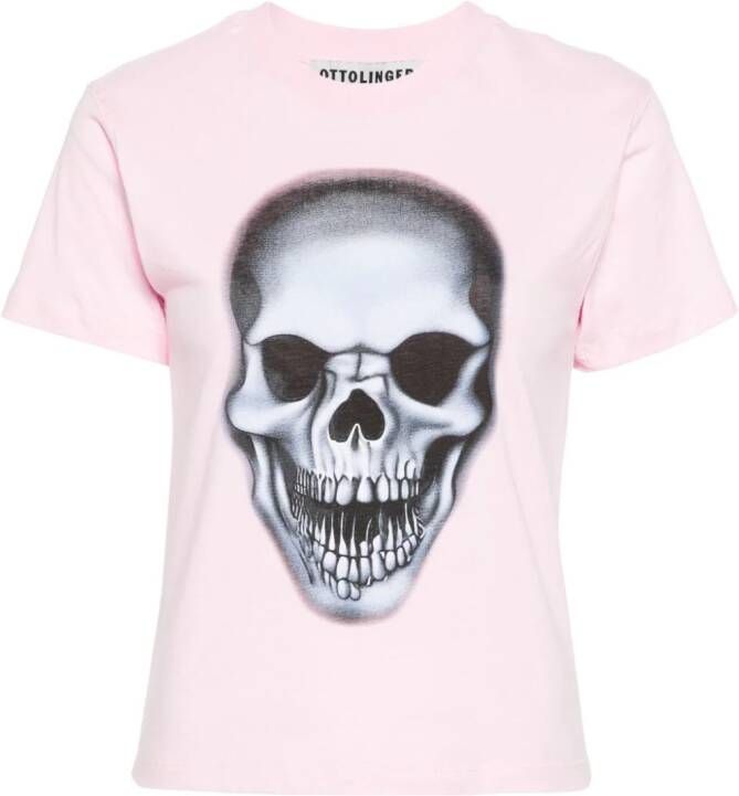 Ottolinger T-shirt met doodskopprint Roze