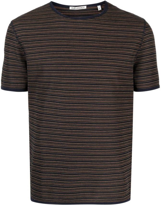 OUR LEGACY Gestreept T-shirt Bruin