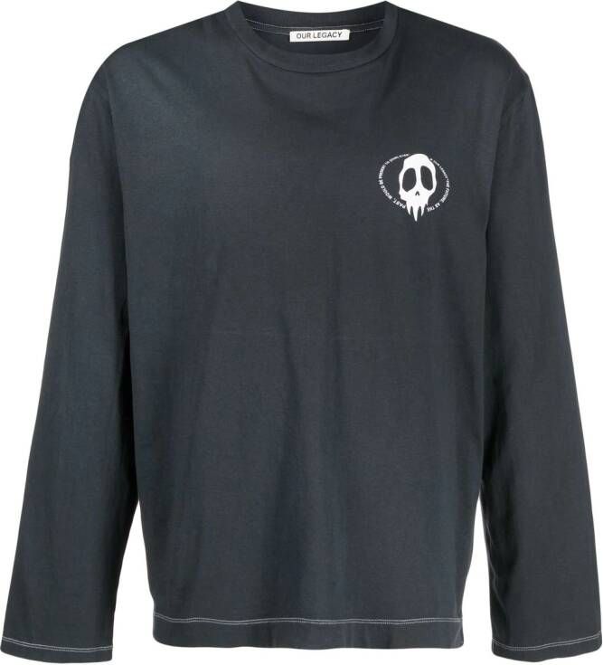 OUR LEGACY Sweater met logoprint Blauw