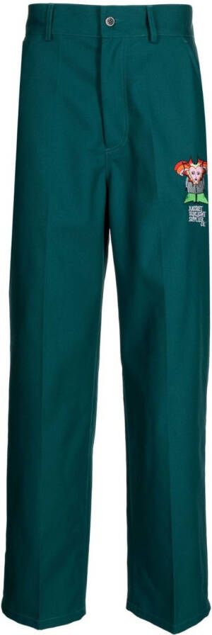 RASSVET Broek met geborduurd logo Groen