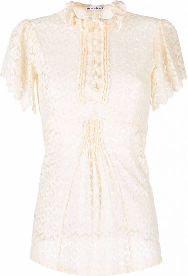 Rabanne Blouse met franje hals Beige