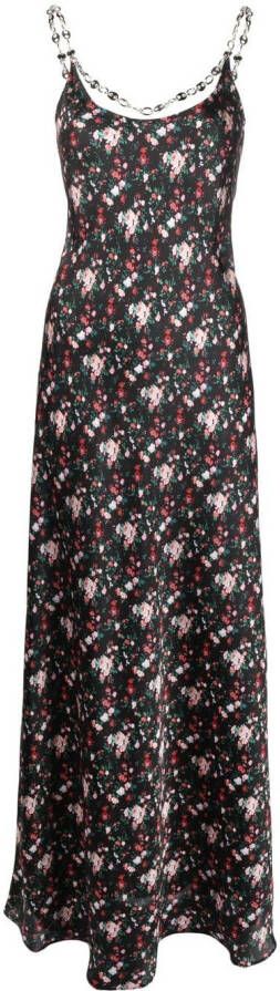Rabanne Maxi-jurk met bloemenprint Zwart