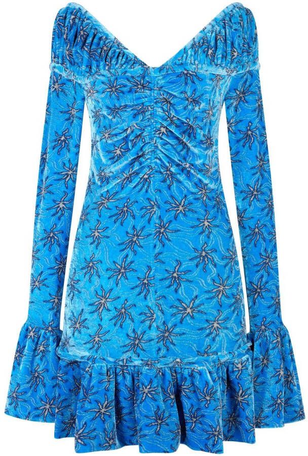Rabanne Fluwelen mini-jurk Blauw