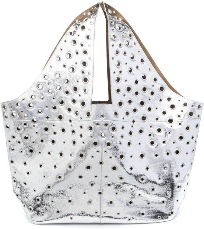 Rabanne Leren shopper Zilver