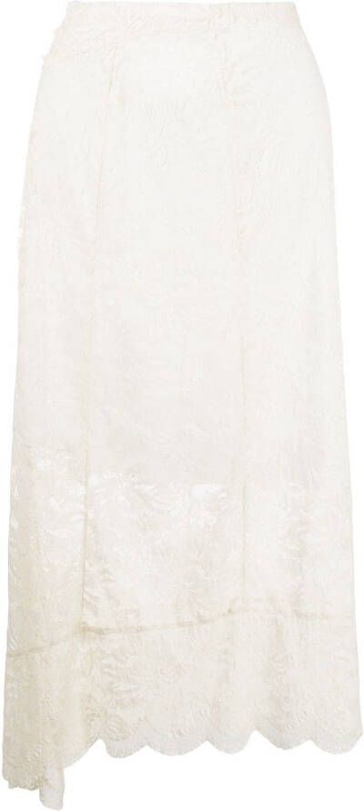 Rabanne Kanten midi-rok met split Beige