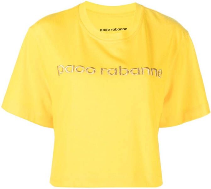 Rabanne T-shirt met geborduurd logo Geel