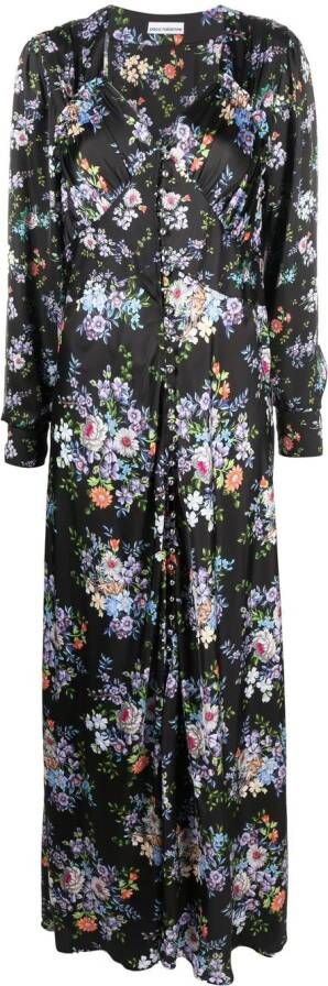 Rabanne Maxi-jurk met bloemenprint Zwart