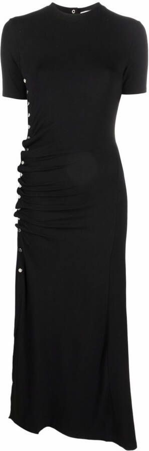 Rabanne Midi-jurk met knopen aan de zijkant Zwart