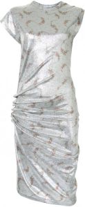 Paco Rabanne Midi-jurk met ruches Zilver