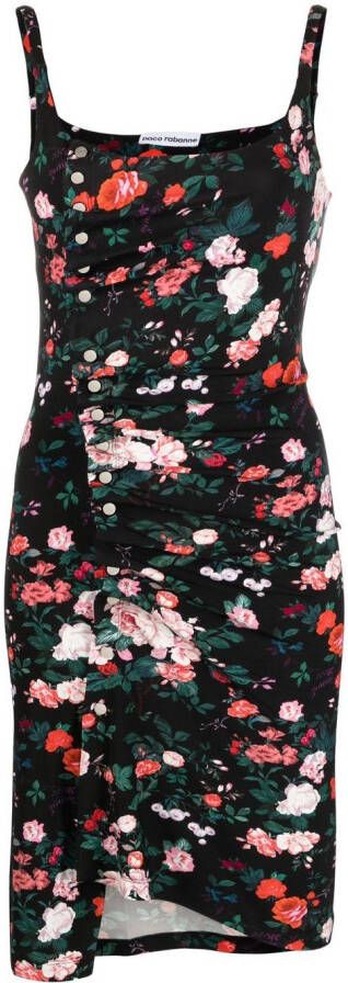 Rabanne Mini-jurk met bloemenprint Zwart